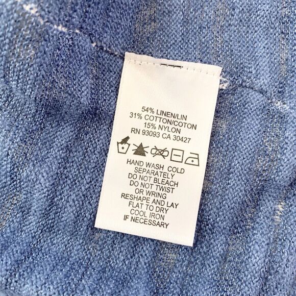 Nic + Zoe Blue Linen Blend Open Breeze Cardigan Sweater Size Large - Picture 9 of 11